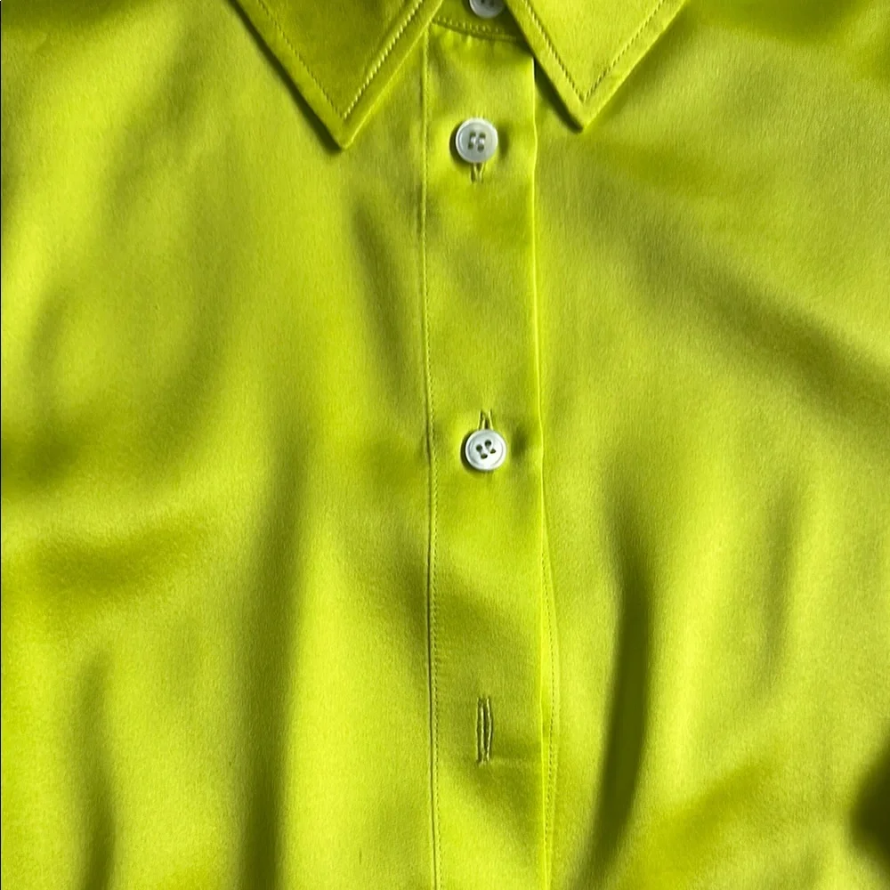 Frame Denim Yellow Green Fitted Polo Button Down - Picture 2 of 6